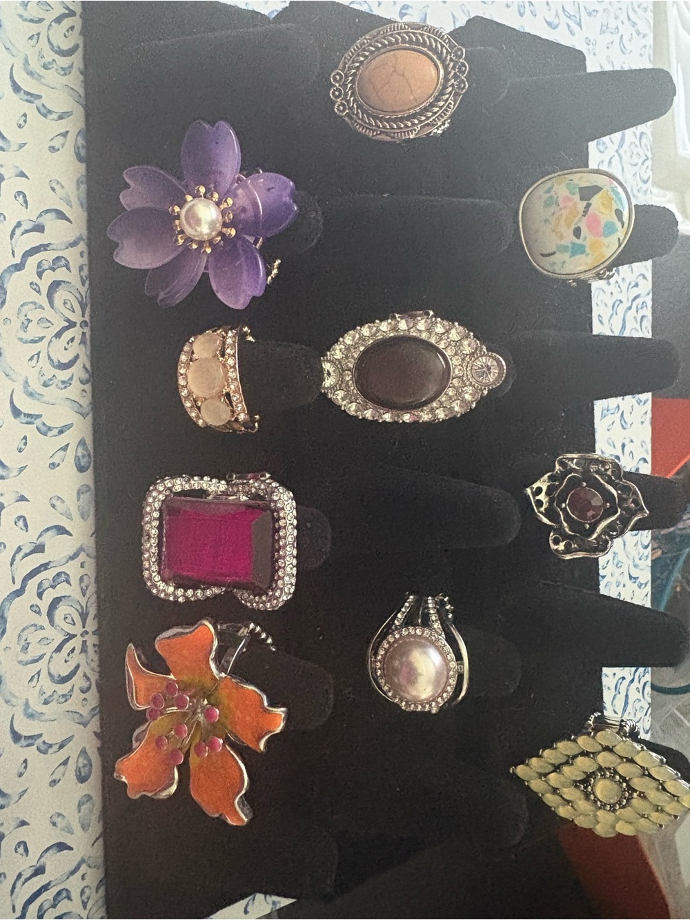 Assorted Women’s Fashion Rings in Purple, Orange, Pink, Gold, Silver, Black